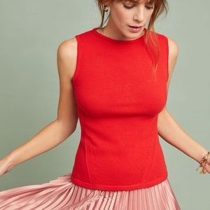 ANTHROPOLOGIE Red Boat Neck Knit Tank - Sz XS